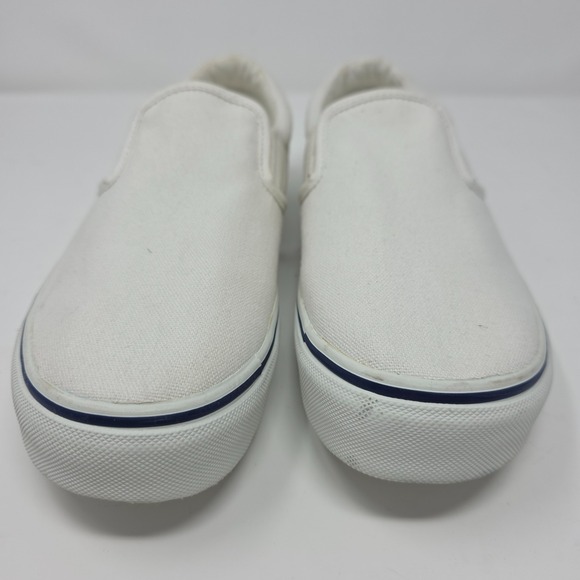 Lands' End Mens 11B White Slip On Casual Sneakers Round Toe Comfort - Picture 2 of 6
